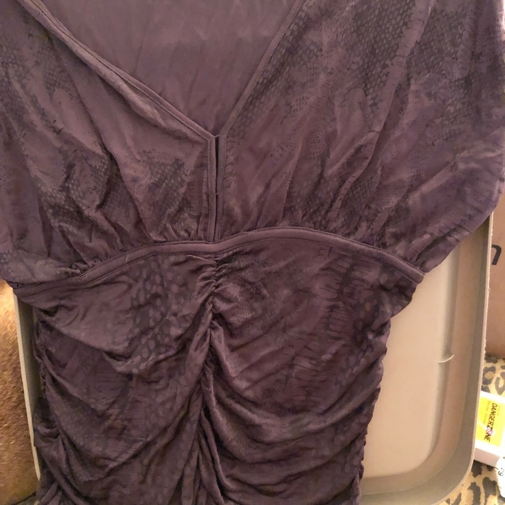 Hale Bob  Lg-XL purple V-neck top ties at arm’s & lots of detail , stretch